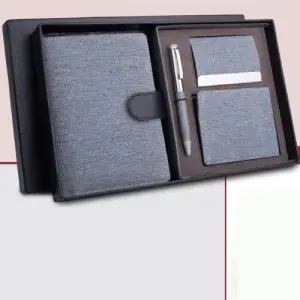 Canvas Gray Set of 4: Multi use Passport holder, Wallet, Card holder, Metal Pen