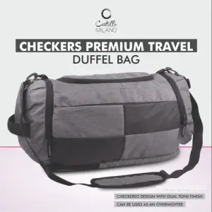 Checkers Premium Travel Duffel bag | Separate Laptop Compartment | Shoe & Utility Pockets on sides