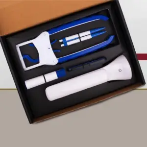 Doctor Lamp set Blue: Folding Coat hanger, Lint remover, Folding scissors, Pen/Pencil combo, COB Desk lamp | 5 pc set