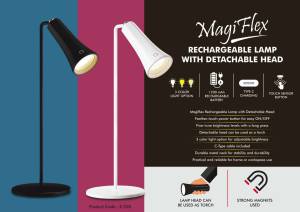 MagiFlex: Rechargeable Lamp with Detachable Head | 3 color light | Detachable head to use as torch | Durable metal neck - Image 2