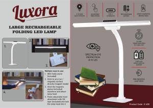 Luxora: Large rechargeable Folding LED lamp with timer & Brightness adjustment | Detachable head with 2 attachments | 3 Color light option | 45 min timer function - Image 2