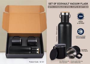 Set of EcoVault Vacuum Flask with 2 Stainless steel cups in Gift box - Image 2