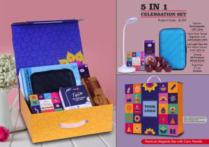 Celebration Set of 5: Rechargeable Table Lamp, LED Light Diya Set of 6, Hard Shell Travel Organizer, Sugarfree D’Lite Cookies, Pooja Dhoop Cones in Magnetic Gift Box with Handle - Image 2