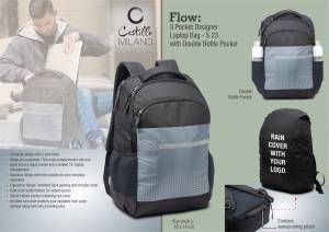 Flow: 3 pocket Designer laptop bag with double bottle pocket and rain cover - Image 2