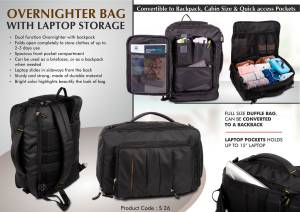 Overnighter bag with Laptop storage | Convertible to Backpack | Cabin size | Quick access pockets - Image 2