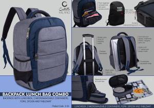 Backpack Lunch bag kit combo : Backpack with Lunchbox, 2 microwaveable containers, Fork, spoon and tablemat - Image 2