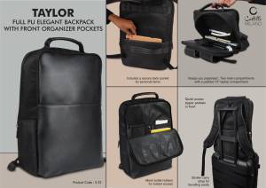 Taylor: Full PU Elegant backpack with Front organizer and Hidden back pocket - Image 2