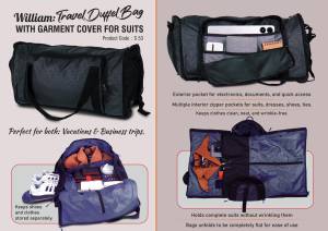 William: Travel Duffel Bag with Garment cover for Suits | Fully openable design | Separate Shoe compartment - Image 2